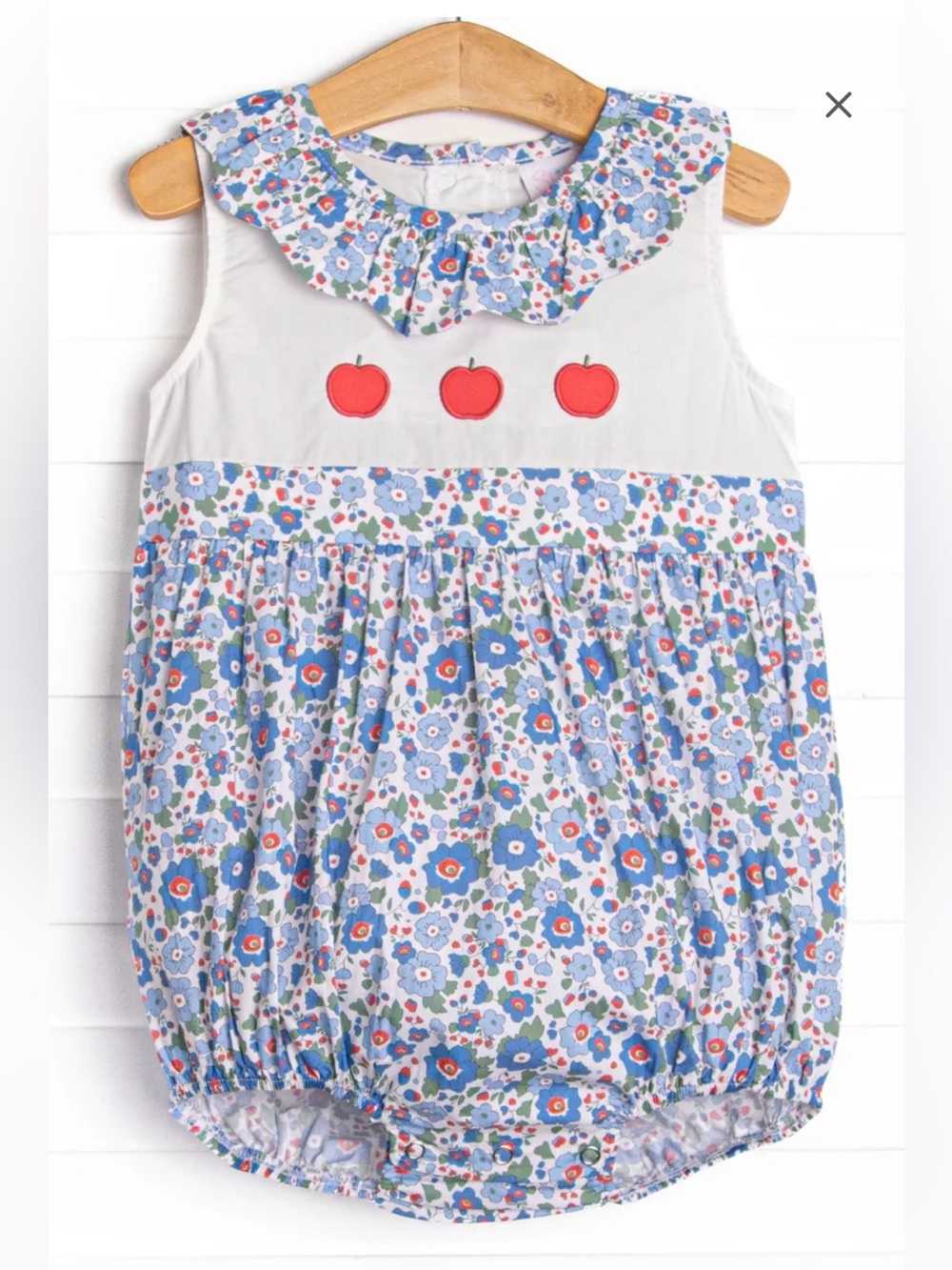 STITCHY Fish Baby Girls' Sz 6 mos. with Red Apple Appliqué bubble